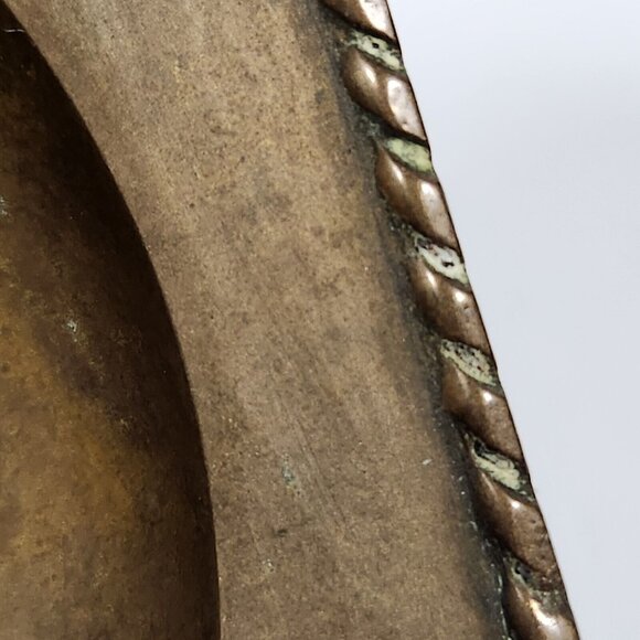 Vintage Solid Brass Ashtray Trinket Coin Tray Dish Retro Decor Rope India Patina - Picture 6 of 12